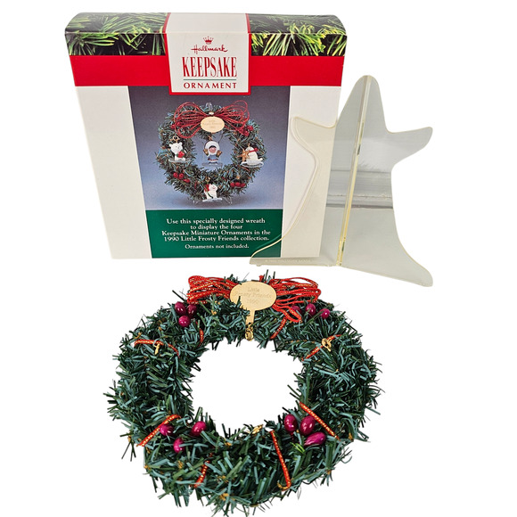 VTG 1990 Hallmark ornament wreath Little Frosty Friends Memory wreath - Picture 1 of 5